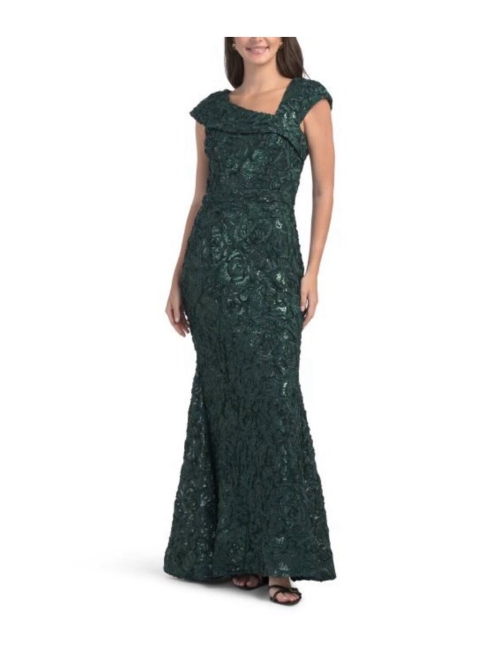 Xscape Emerald Green Lace Maxi Gown